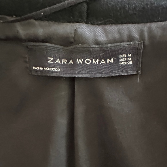 Zara Black Waterfall Coat Cardigan with faux leather sleeves - Medium - Picture 11 of 11